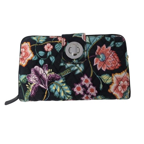 Vera Bradley RFID Turnlock Zip Around Wallet Haymarket Floral Quilted Clutch - Picture 1 of 7